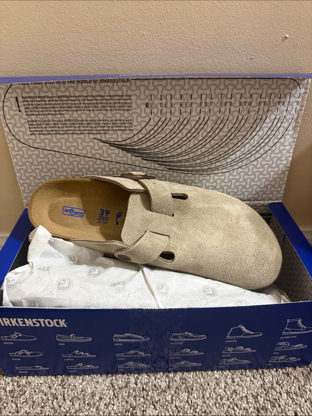 Birkenstock Taupe Suede Boston Slip-On Clog with Buckle